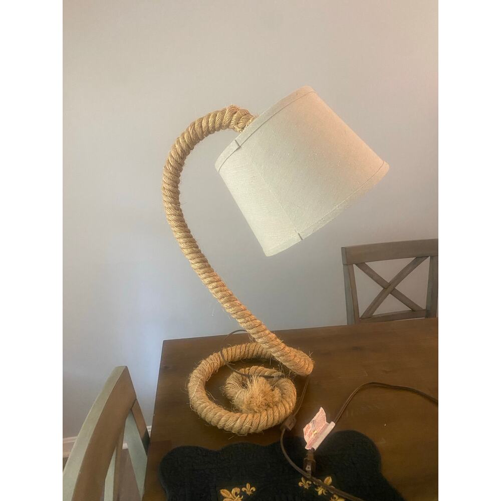Vintage Audoux Minet Style Marine Nautical Coastal Coiled Rope Table Lamp